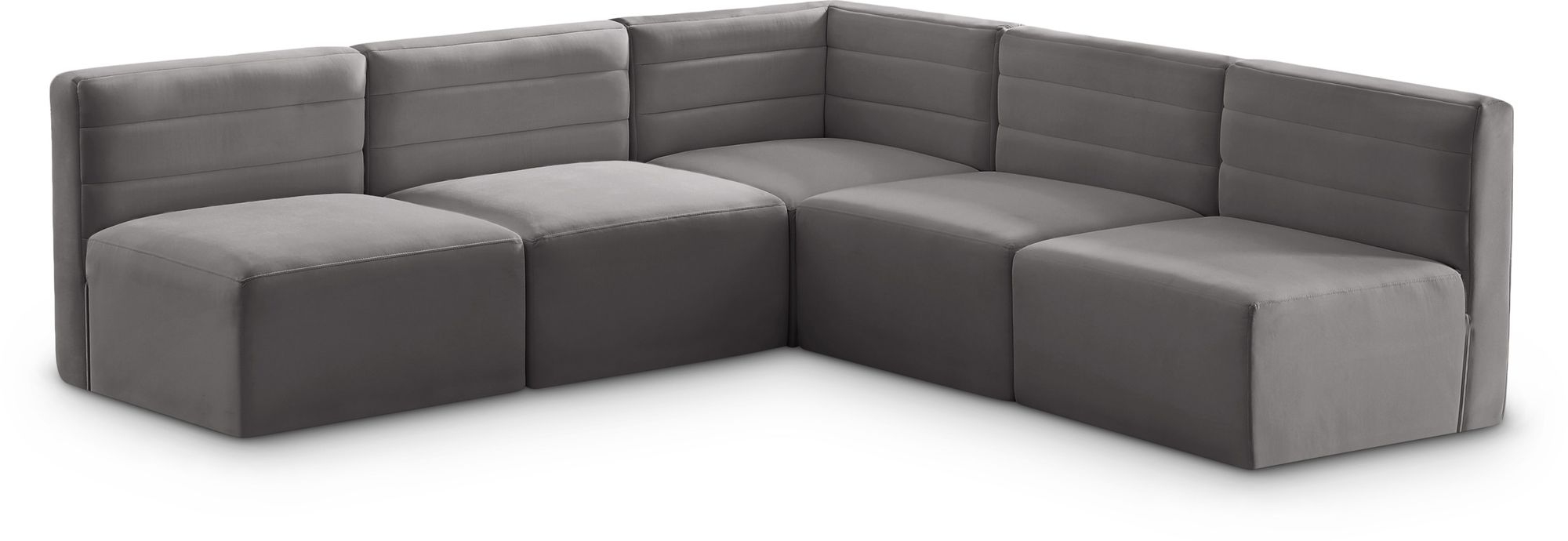 Quincy 95" 5-Piece Velvet Modular Comfort Armless Sectional