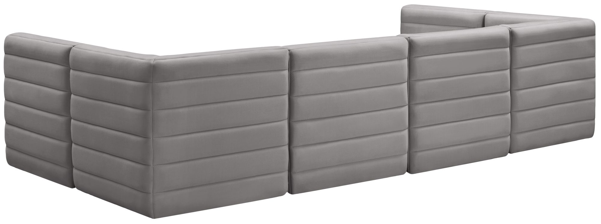 Quincy 126" 6-Piece Velvet Modular Comfort U-Shape Sectional