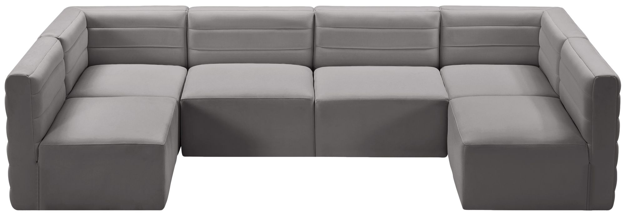 Quincy 126" 6-Piece Velvet Modular Comfort U-Shape Sectional