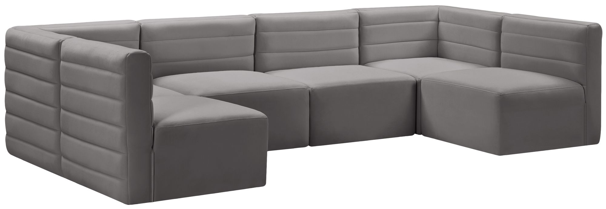Quincy 126" 6-Piece Velvet Modular Comfort U-Shape Sectional