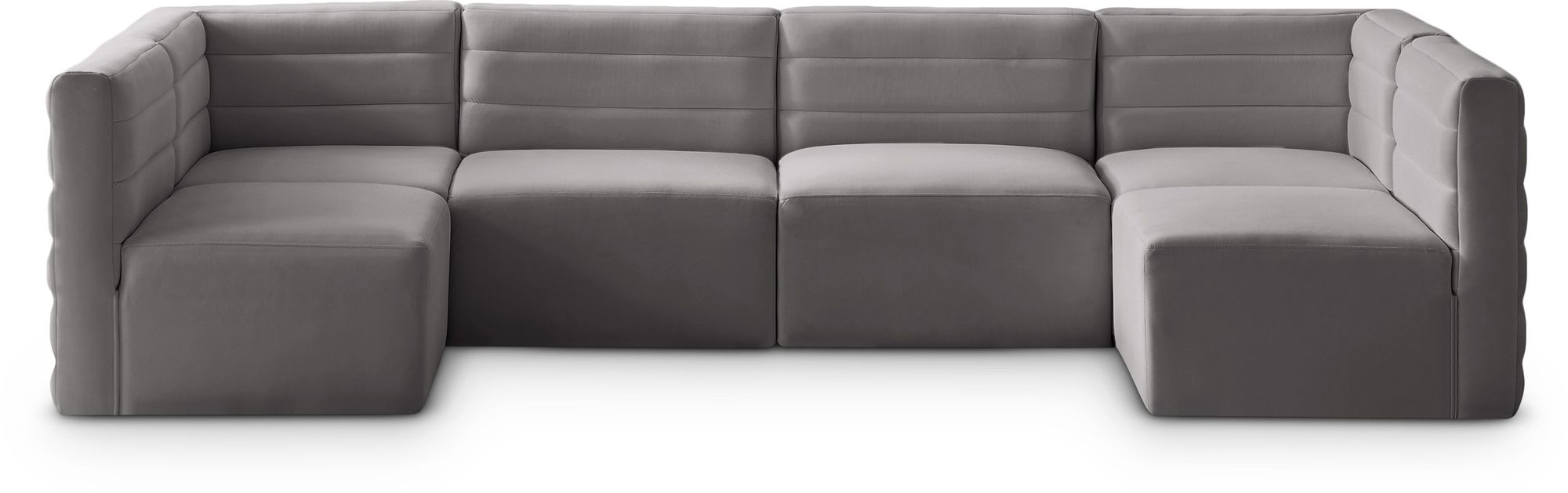 Quincy 126" 6-Piece Velvet Modular Comfort U-Shape Sectional