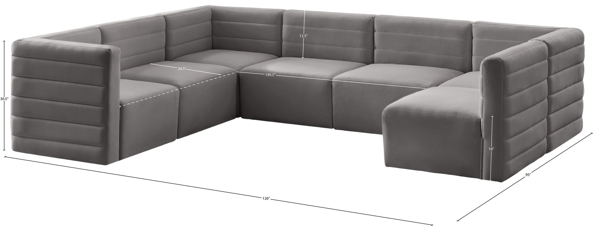Quincy 126" 7-Piece Velvet Modular Comfort Sectional