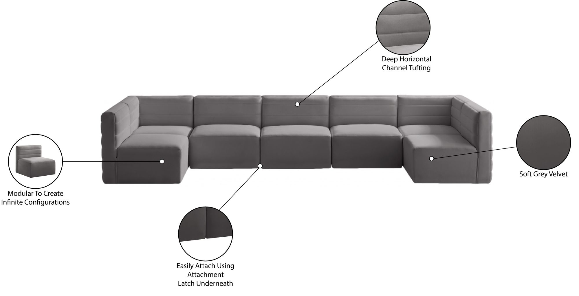Quincy 158" 7-Piece Velvet Modular Comfort Sectional