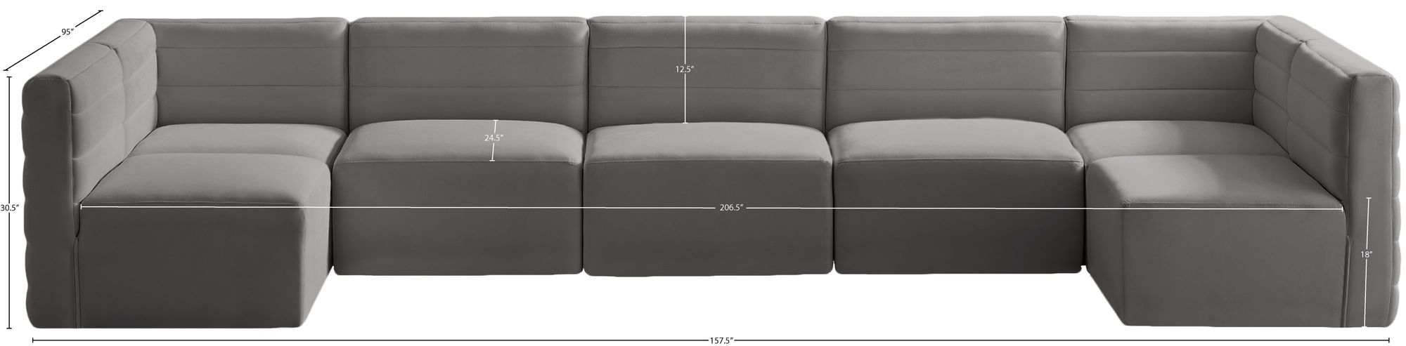 Quincy 158" 7-Piece Velvet Modular Comfort Sectional