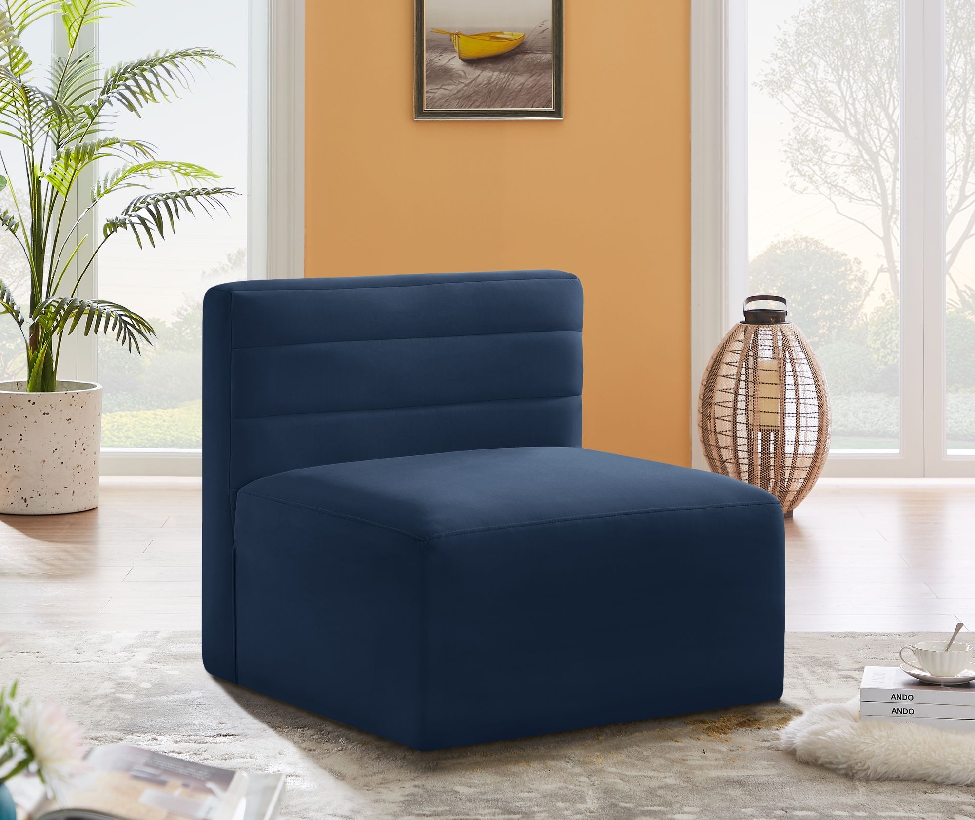 Quincy Velvet Modular Comfort Armless Chair