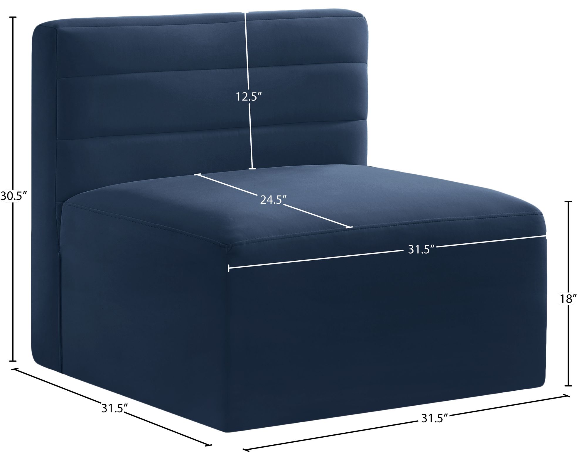 Quincy Velvet Modular Comfort Armless Chair