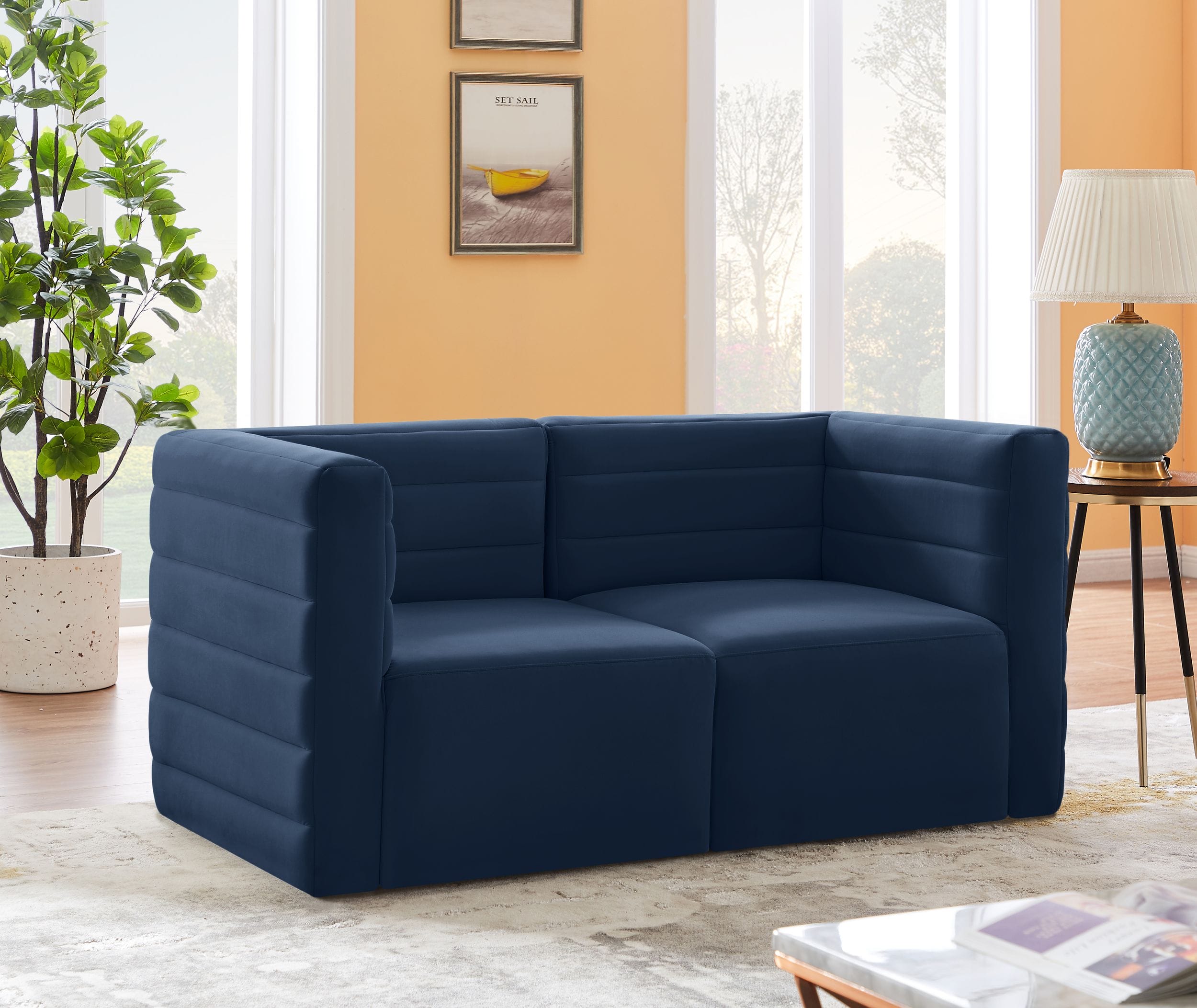 Quincy 63" Velvet Modular Comfort Sofa