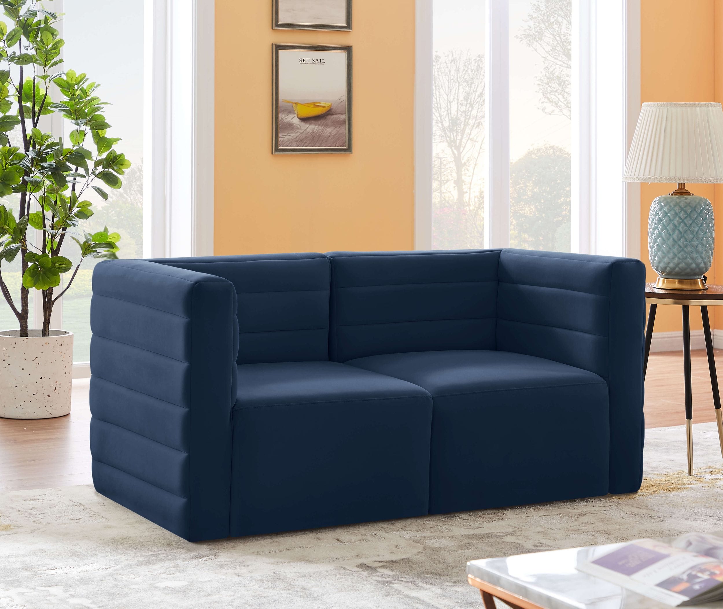 Quincy 63" Velvet Modular Comfort Sofa