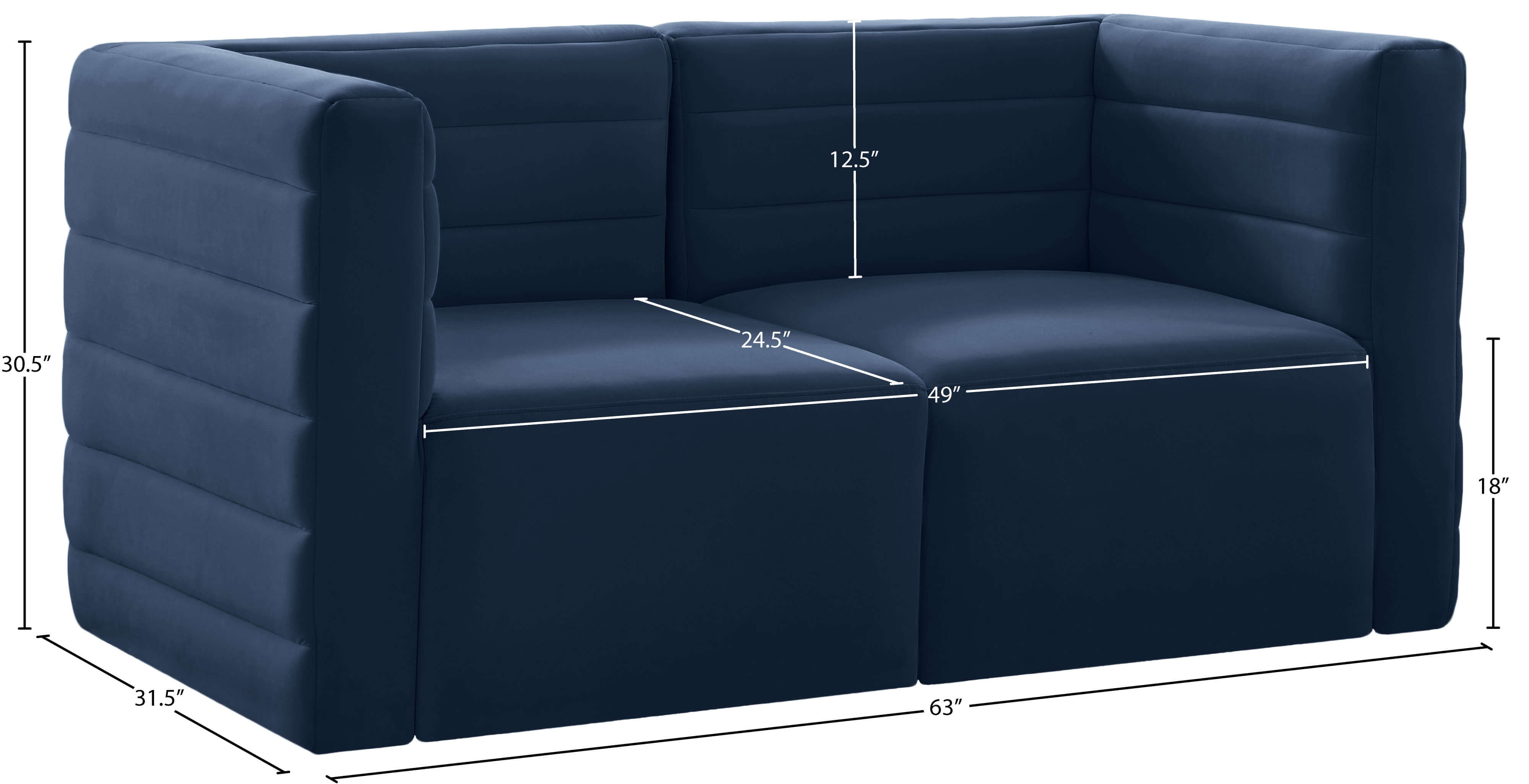 Quincy 63" Velvet Modular Comfort Sofa