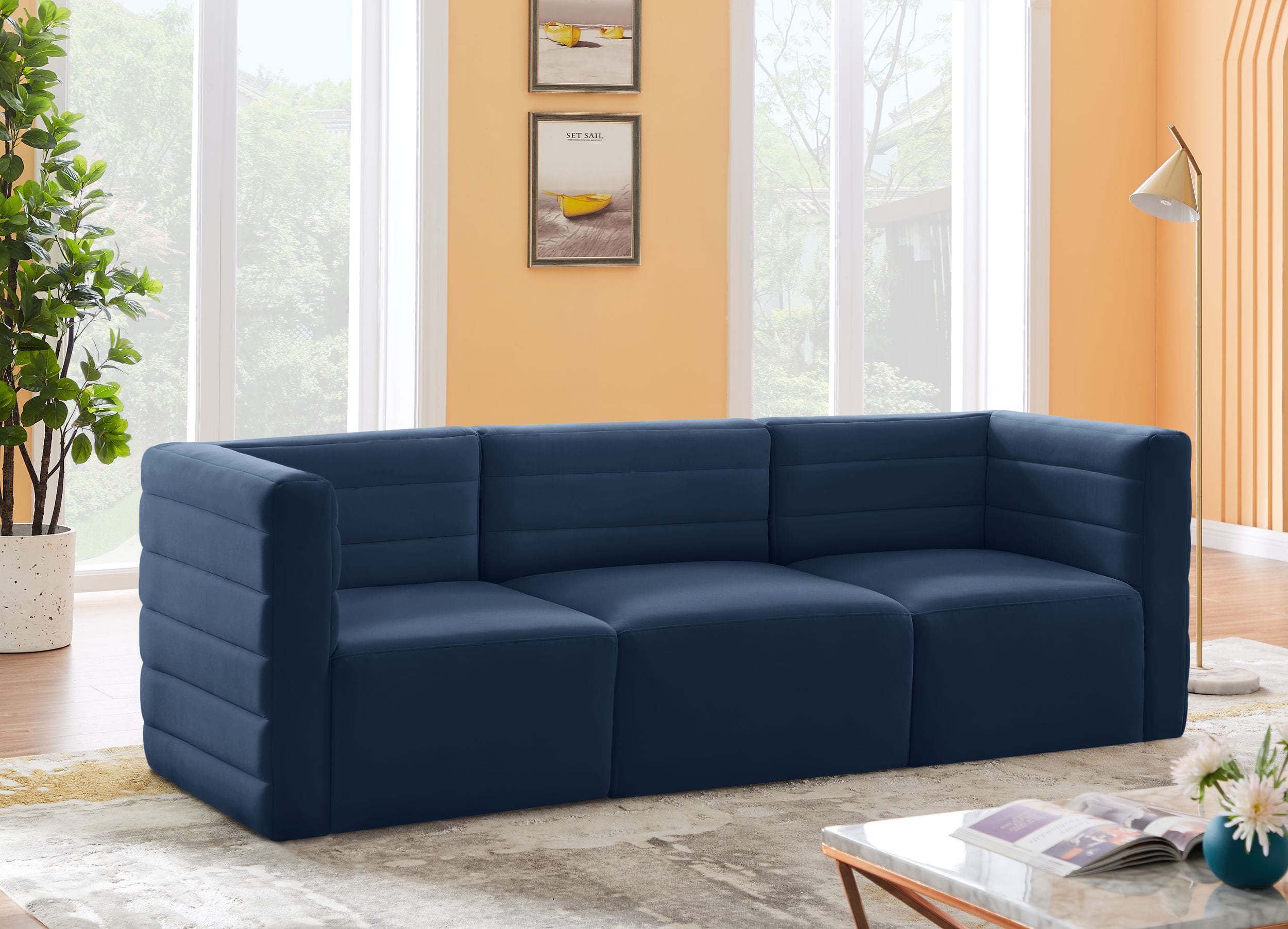 Quincy 95" Velvet Modular Comfort Sofa