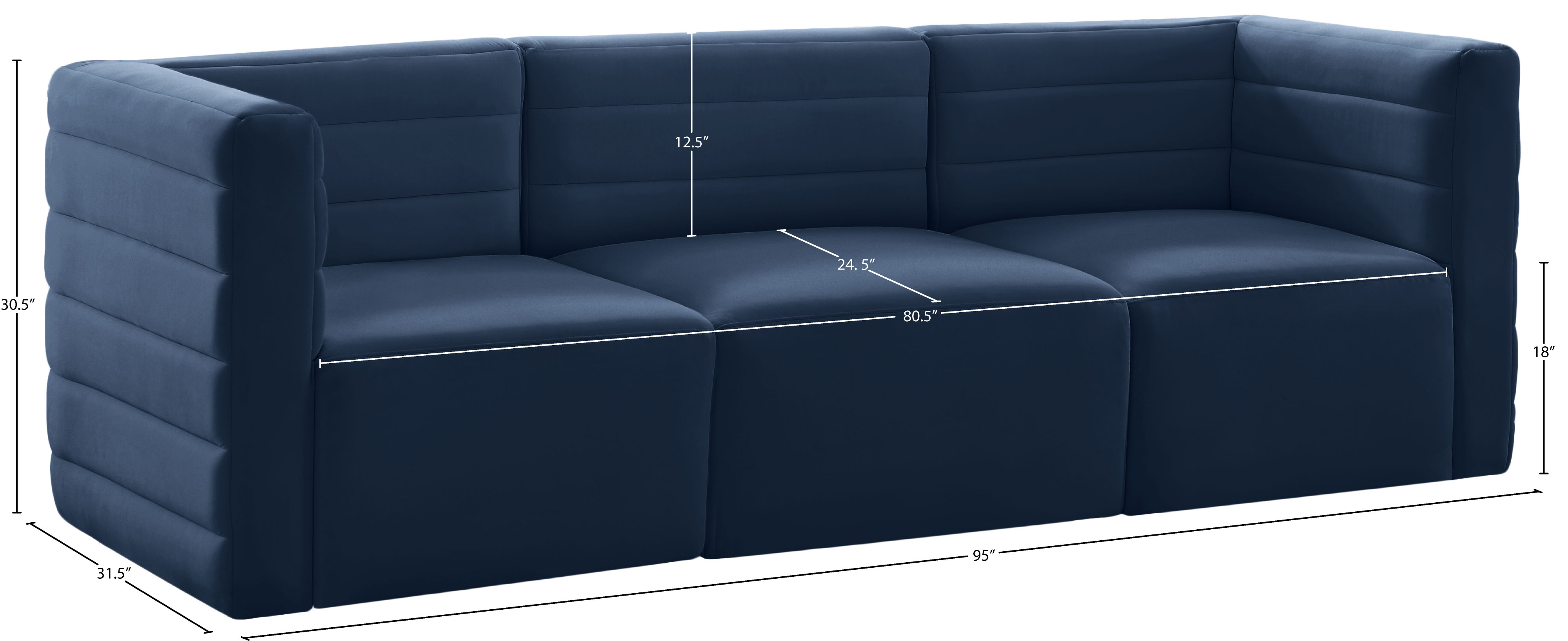 Quincy 95" Velvet Modular Comfort Sofa