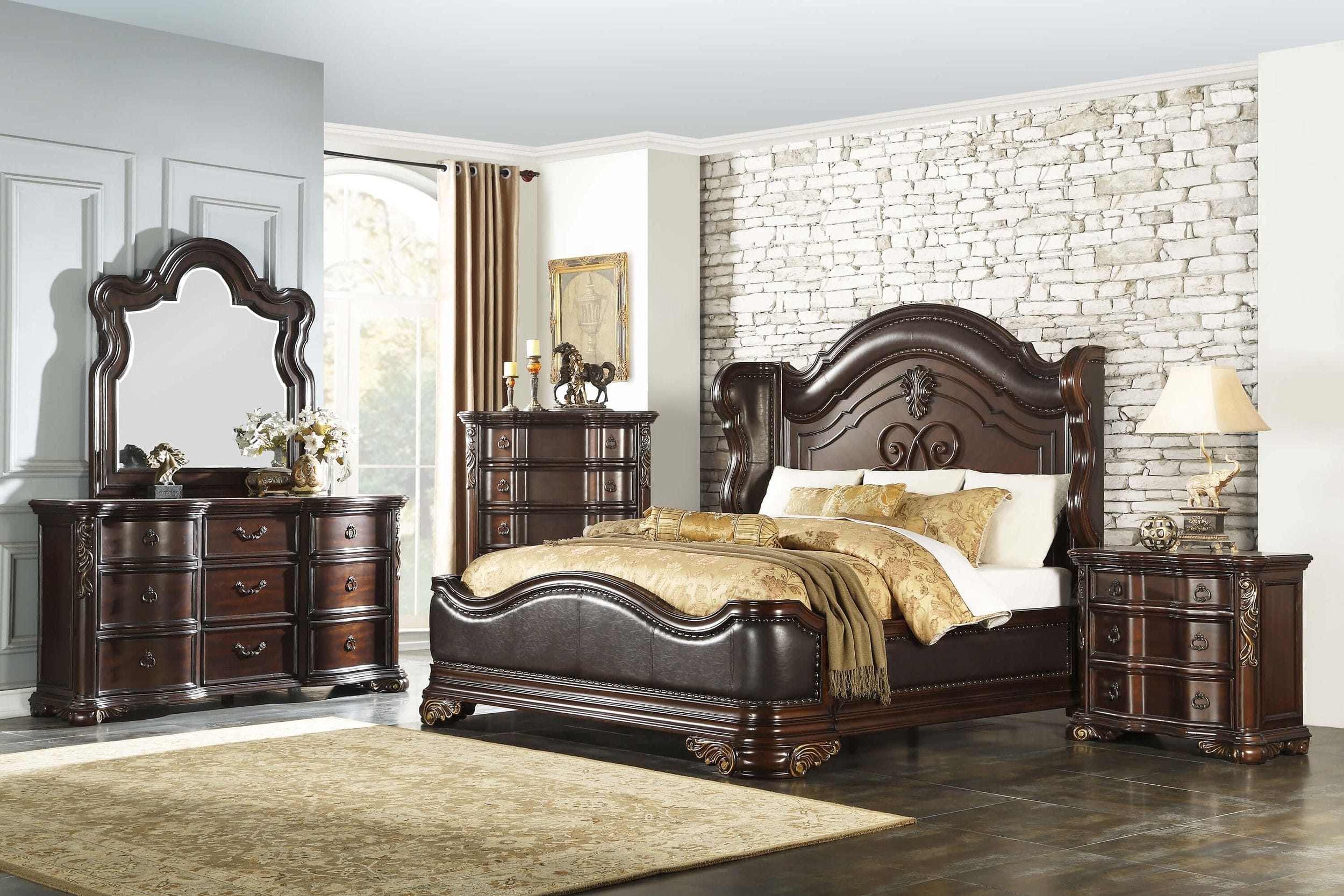 Royal Highlands Wood/Vinyl Panel Bed, King Size