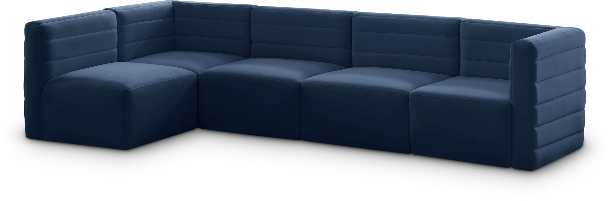 Quincy 126" 5-Piece Velvet Modular Comfort Sectional