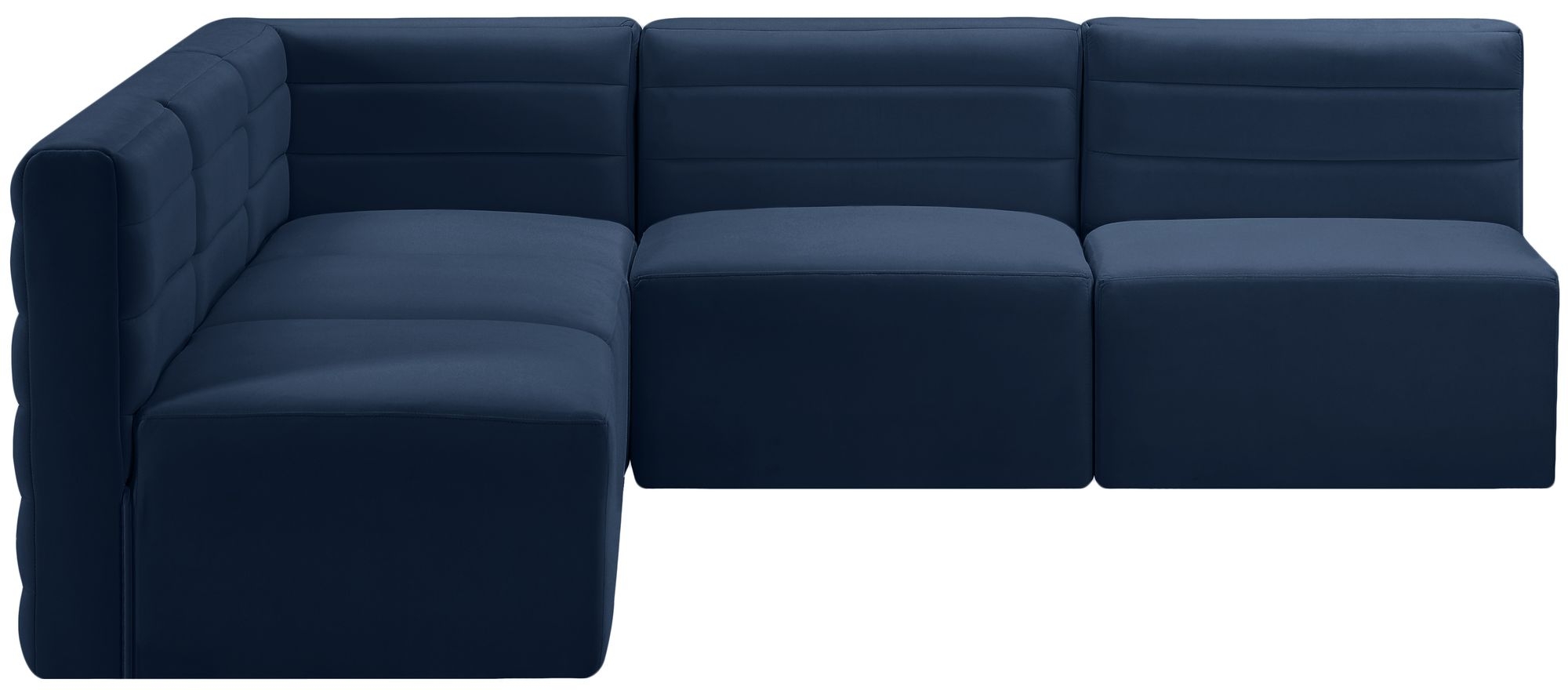 Quincy 95" 5-Piece Velvet Modular Comfort Armless Sectional