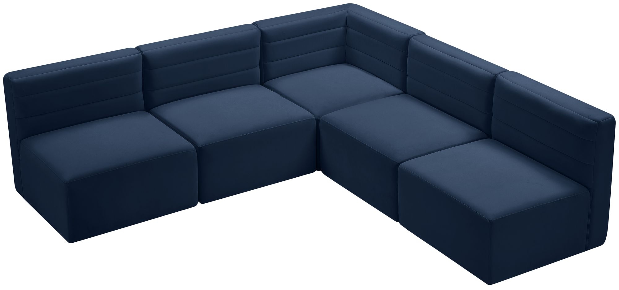Quincy 95" 5-Piece Velvet Modular Comfort Armless Sectional