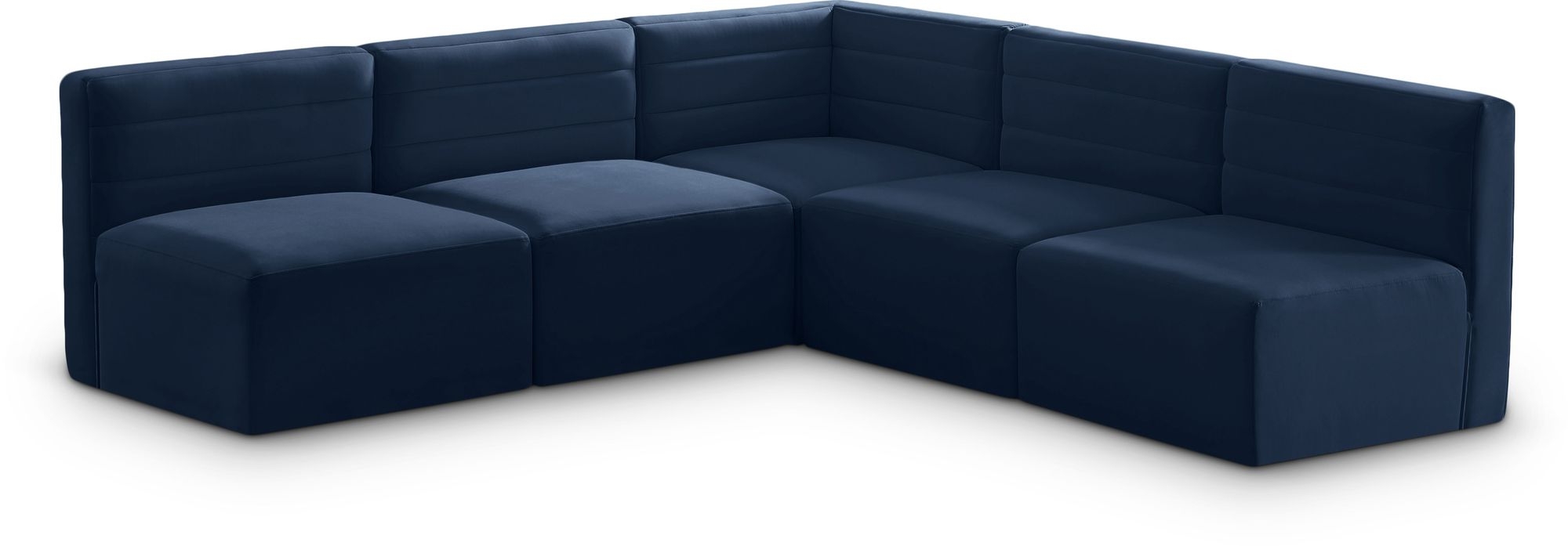 Quincy 95" 5-Piece Velvet Modular Comfort Armless Sectional