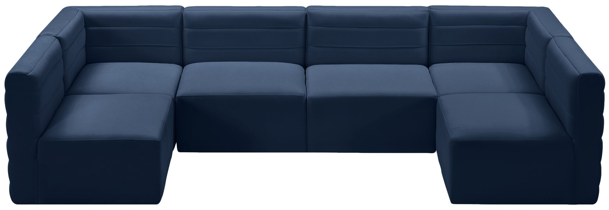 Quincy 126" 6-Piece Velvet Modular Comfort U-Shape Sectional
