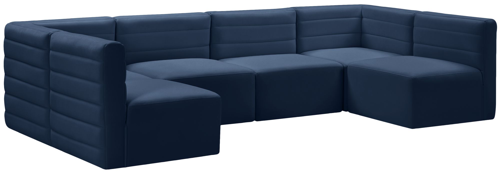 Quincy 126" 6-Piece Velvet Modular Comfort U-Shape Sectional