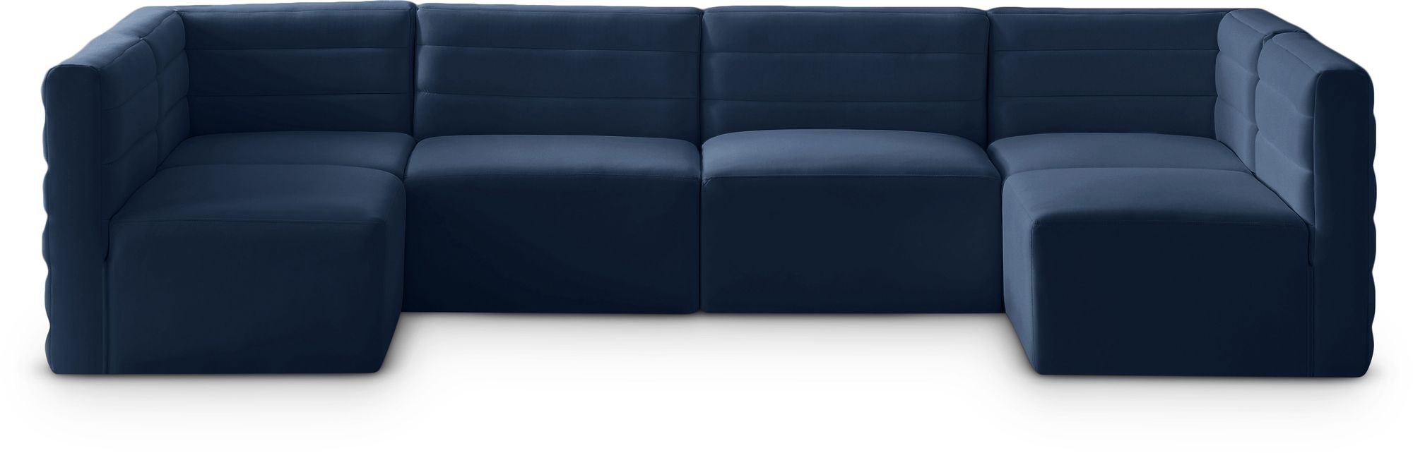 Quincy 126" 6-Piece Velvet Modular Comfort U-Shape Sectional