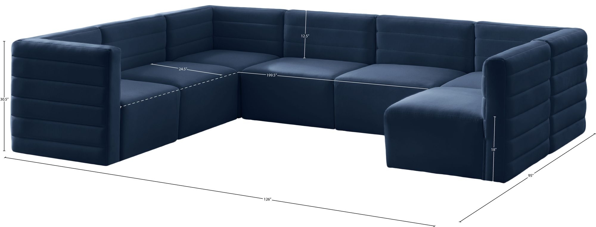 Quincy 126" 7-Piece Velvet Modular Comfort Sectional