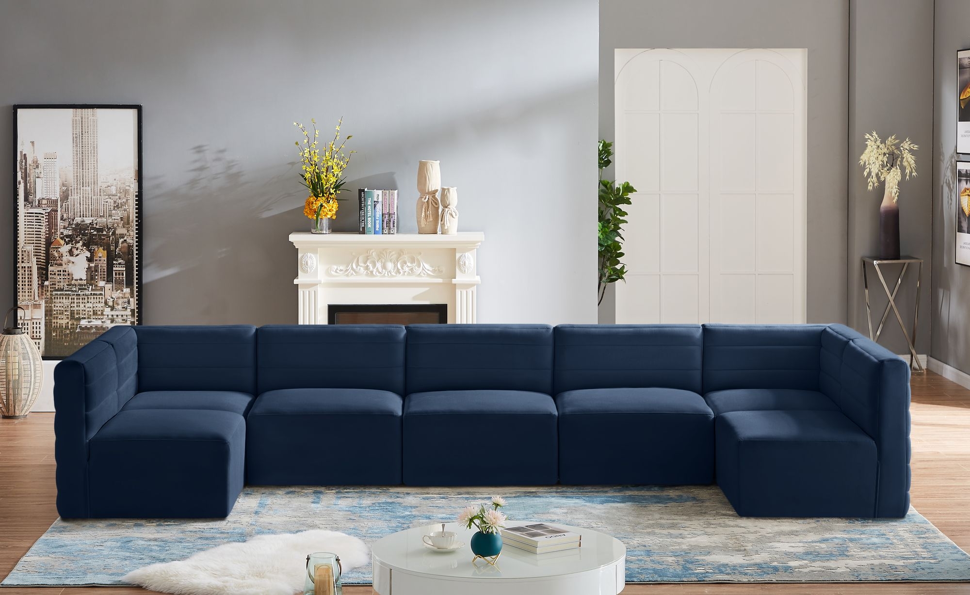 Quincy 158" 7-Piece Velvet Modular Comfort Sectional