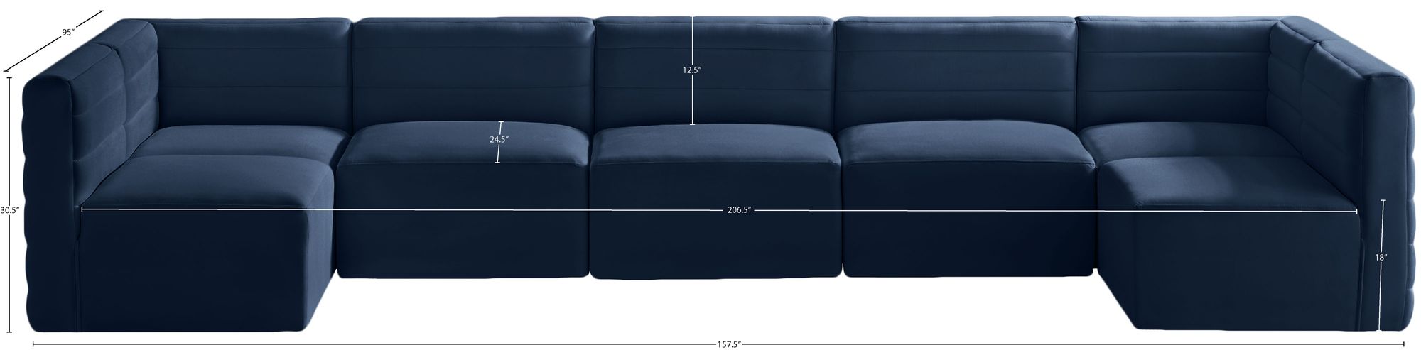 Quincy 158" 7-Piece Velvet Modular Comfort Sectional
