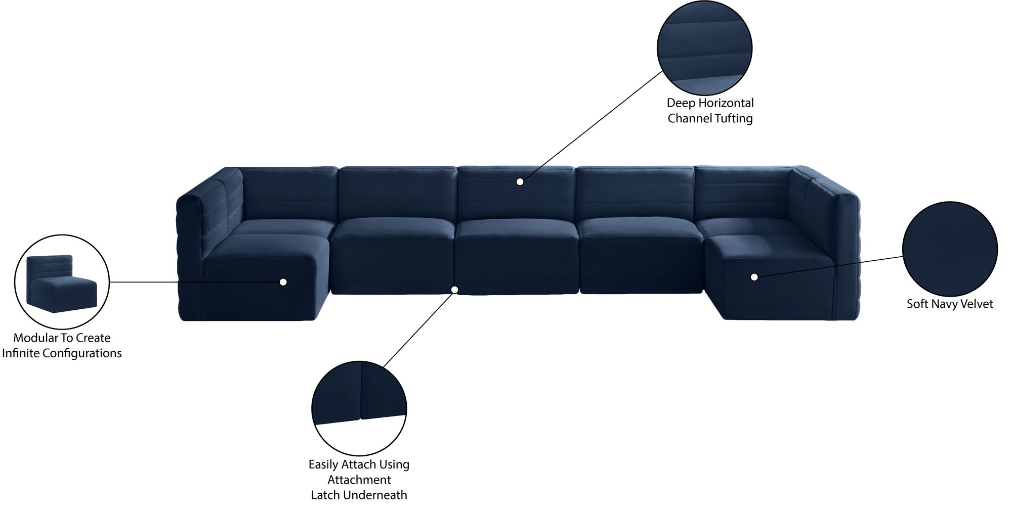 Quincy 158" 7-Piece Velvet Modular Comfort Sectional