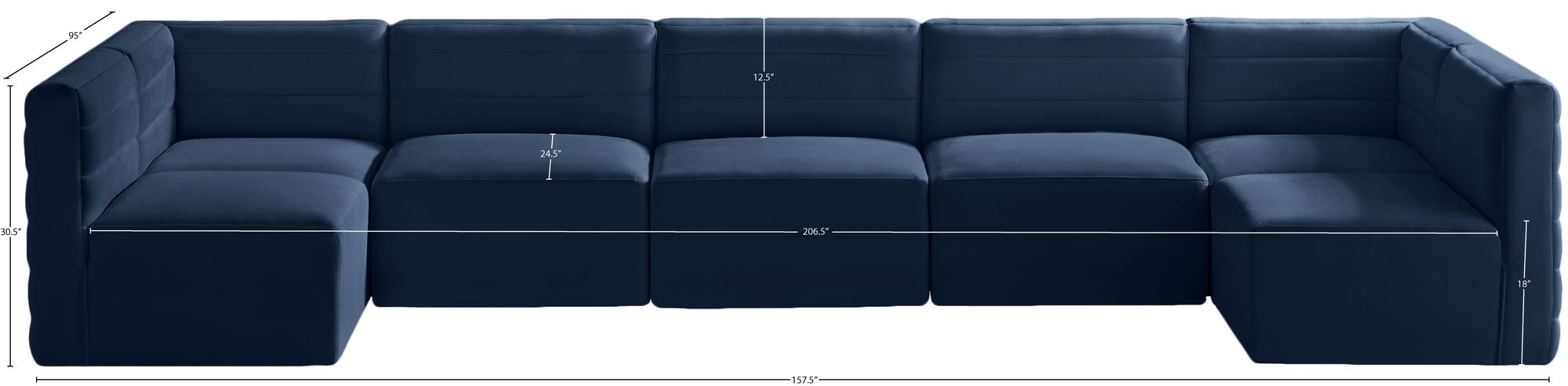 Quincy 158" 7-Piece Velvet Modular Comfort Sectional