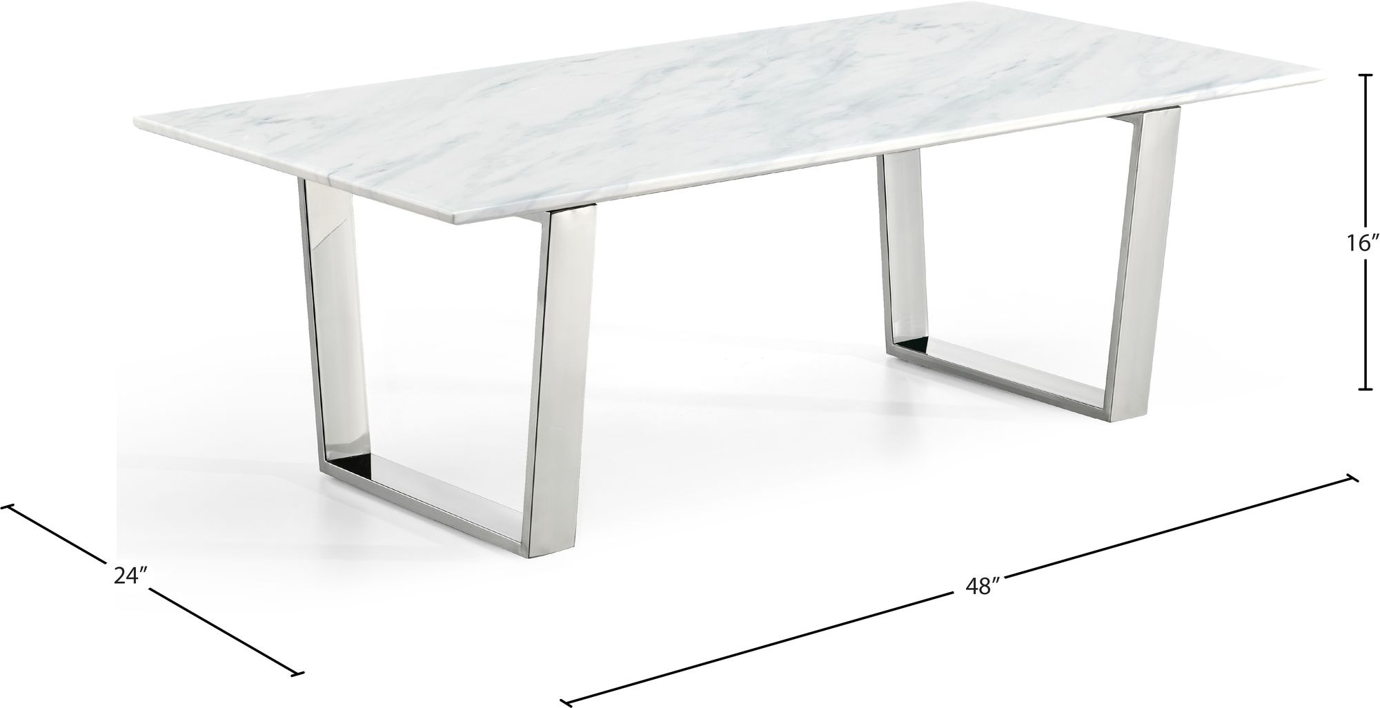 Carlton 48" Rectangular Genuine Stone Coffee Table with Chrome Stainless Steel Base