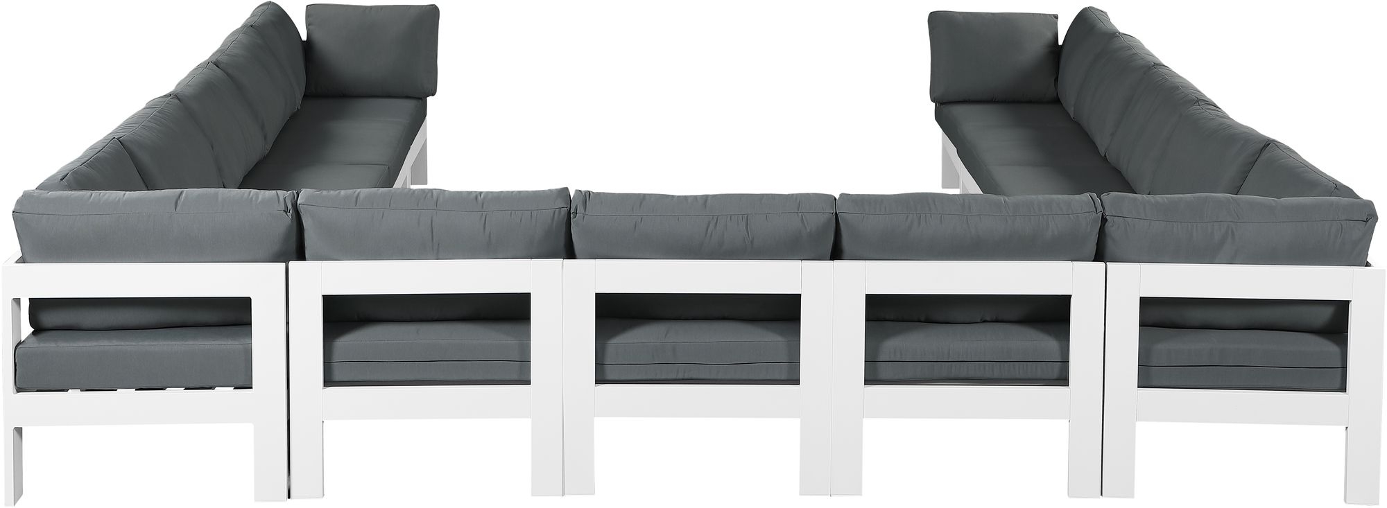 Nizuc 150" 13-Piece Outdoor Patio Waterproof Fabric Modular U-Shape Sectional with Aluminum Frame
