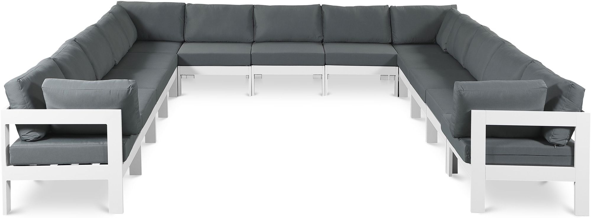 Nizuc 150" 13-Piece Outdoor Patio Waterproof Fabric Modular U-Shape Sectional with Aluminum Frame