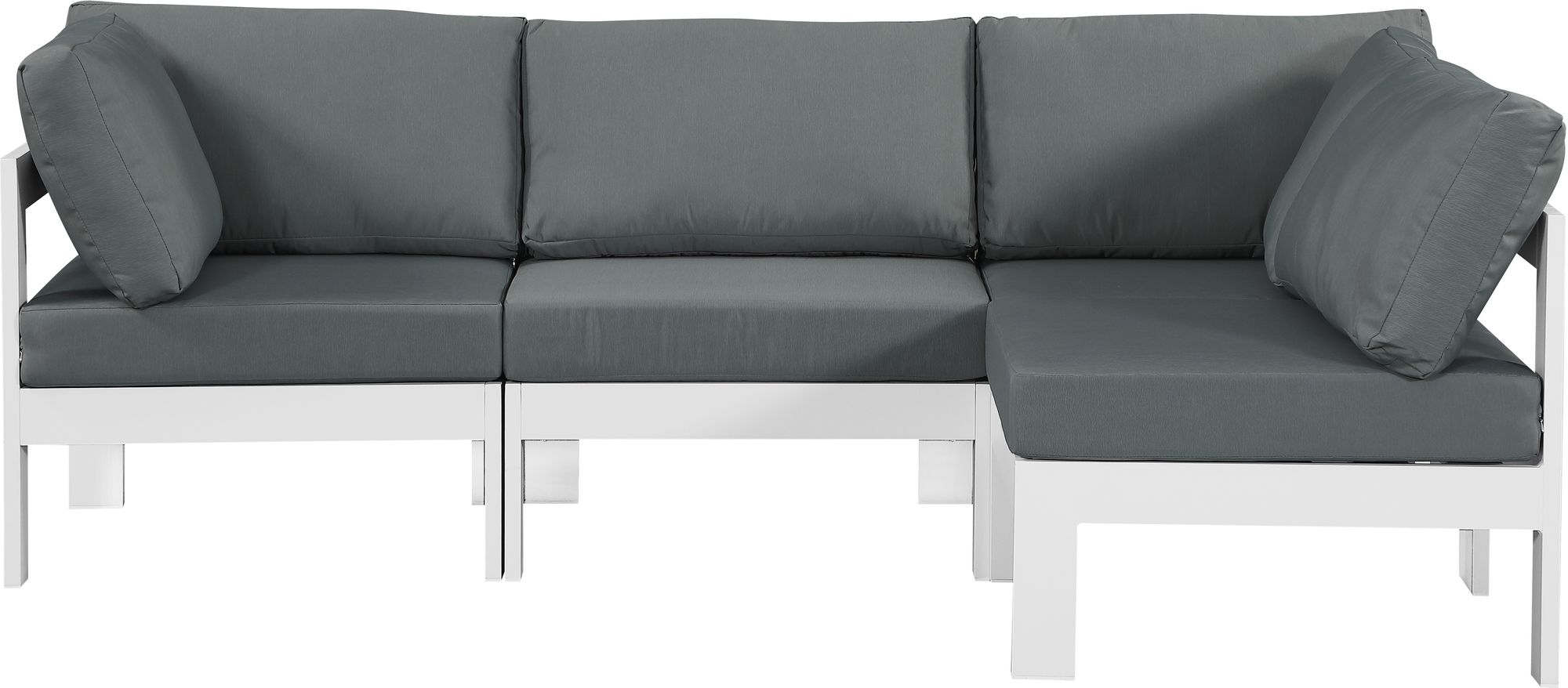 Nizuc 90" 4-Piece Outdoor Patio Waterproof Fabric Modular Sectional with White Aluminum Frame
