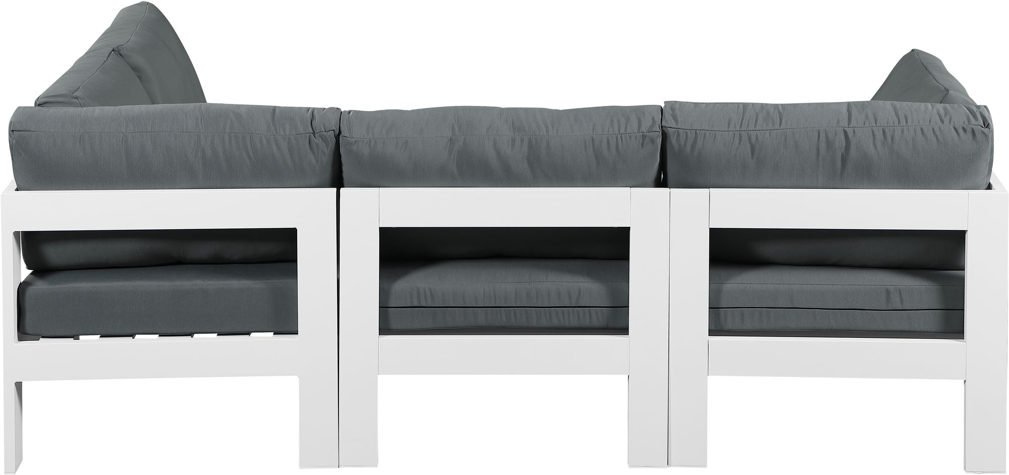 Nizuc 90" 4-Piece Outdoor Patio Waterproof Fabric Modular Sectional with White Aluminum Frame