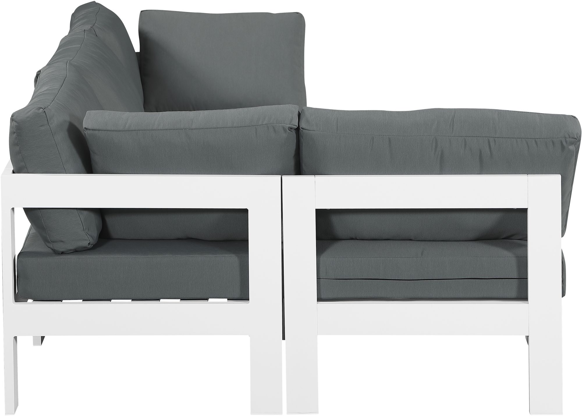 Nizuc 90" 4-Piece Outdoor Patio Waterproof Fabric Modular Sectional with White Aluminum Frame