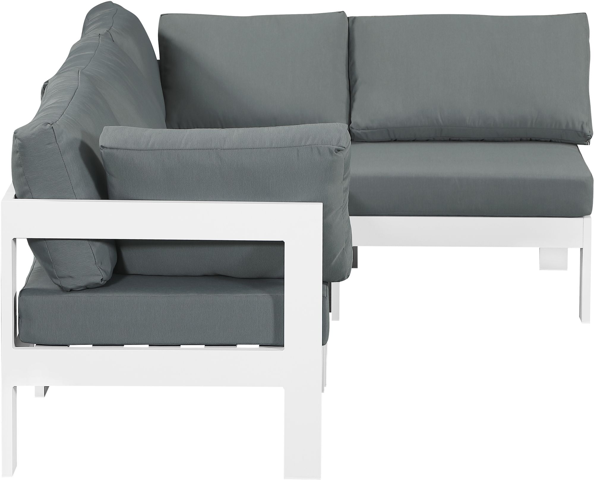 Nizuc 90" 4-Piece Outdoor Patio Waterproof Fabric Modular Sectional with White Aluminum Frame