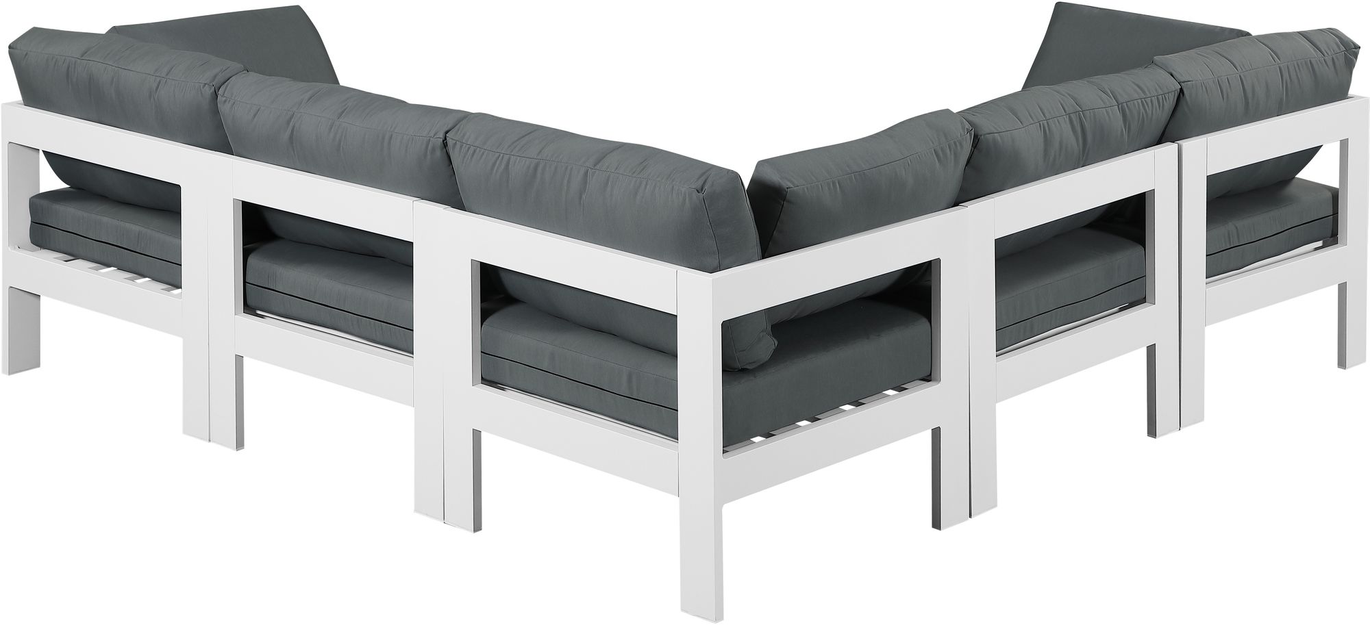Nizuc 90" 5-Piece Outdoor Patio Waterproof Fabric Modular Sectional with White Aluminum Frame