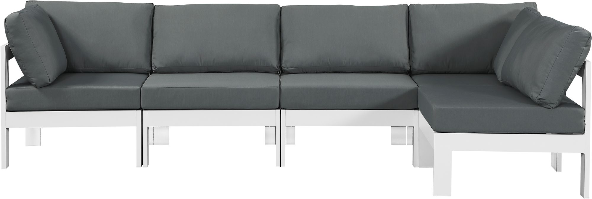 Nizuc 120" 5-Piece Outdoor Patio Waterproof Fabric Modular Sectional with White Aluminum Frame