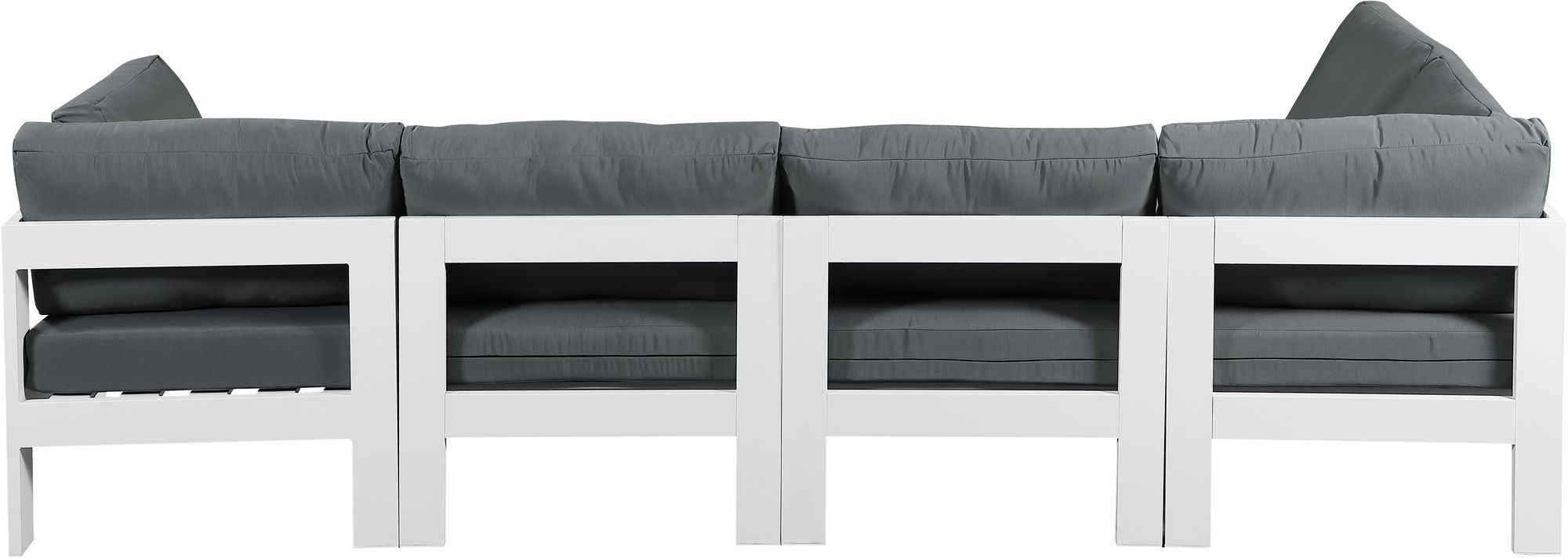 Nizuc 120" 5-Piece Outdoor Patio Waterproof Fabric Modular Sectional with White Aluminum Frame