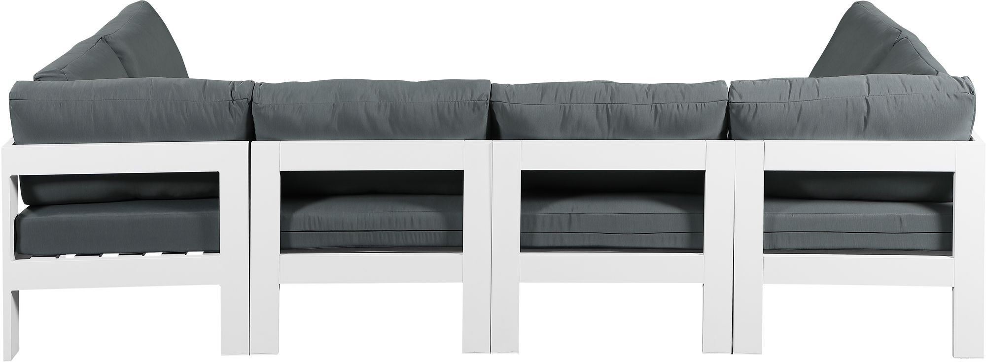Nizuc 120" 6-Piece Outdoor Patio Waterproof Fabric Modular U-Shape Sectional with White Aluminum Frame
