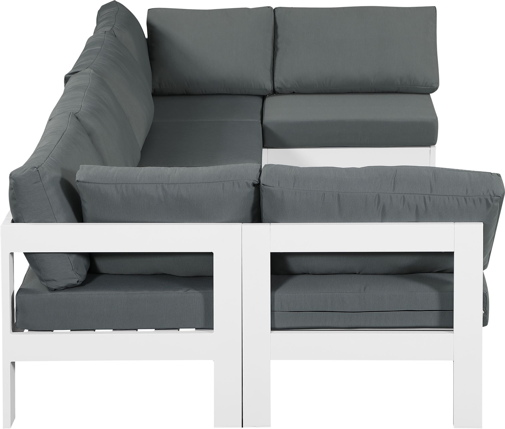 Nizuc 120" 6-Piece Outdoor Patio Waterproof Fabric Modular U-Shape Sectional with White Aluminum Frame