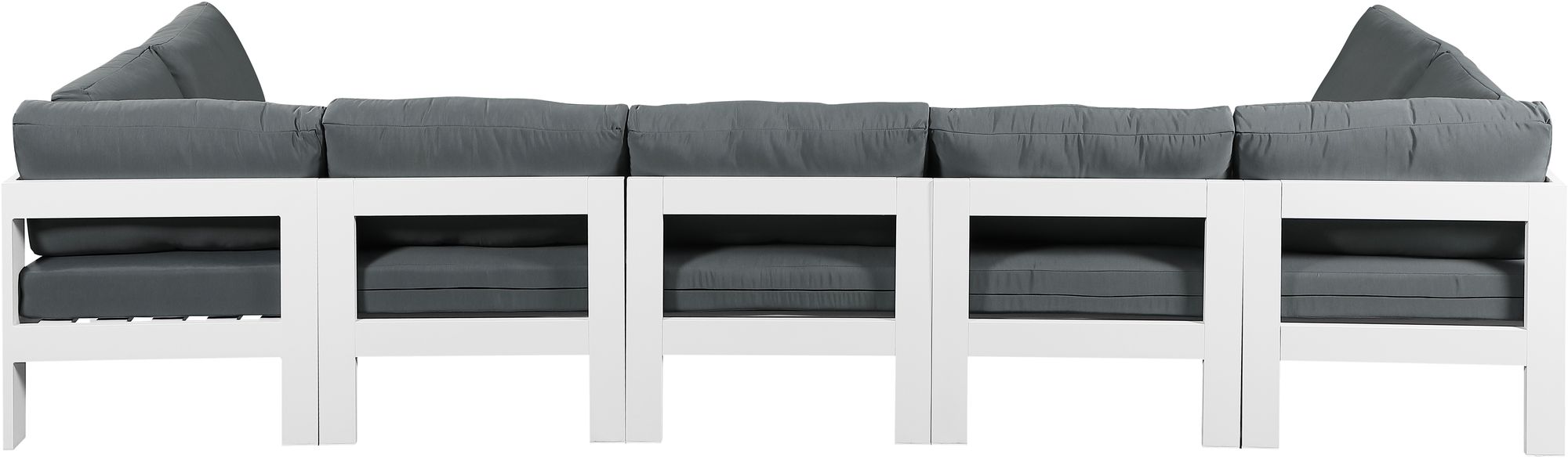Nizuc 150" 7-Piece Outdoor Patio Waterproof Fabric Modular U-Shape Sectional with White Aluminum Frame