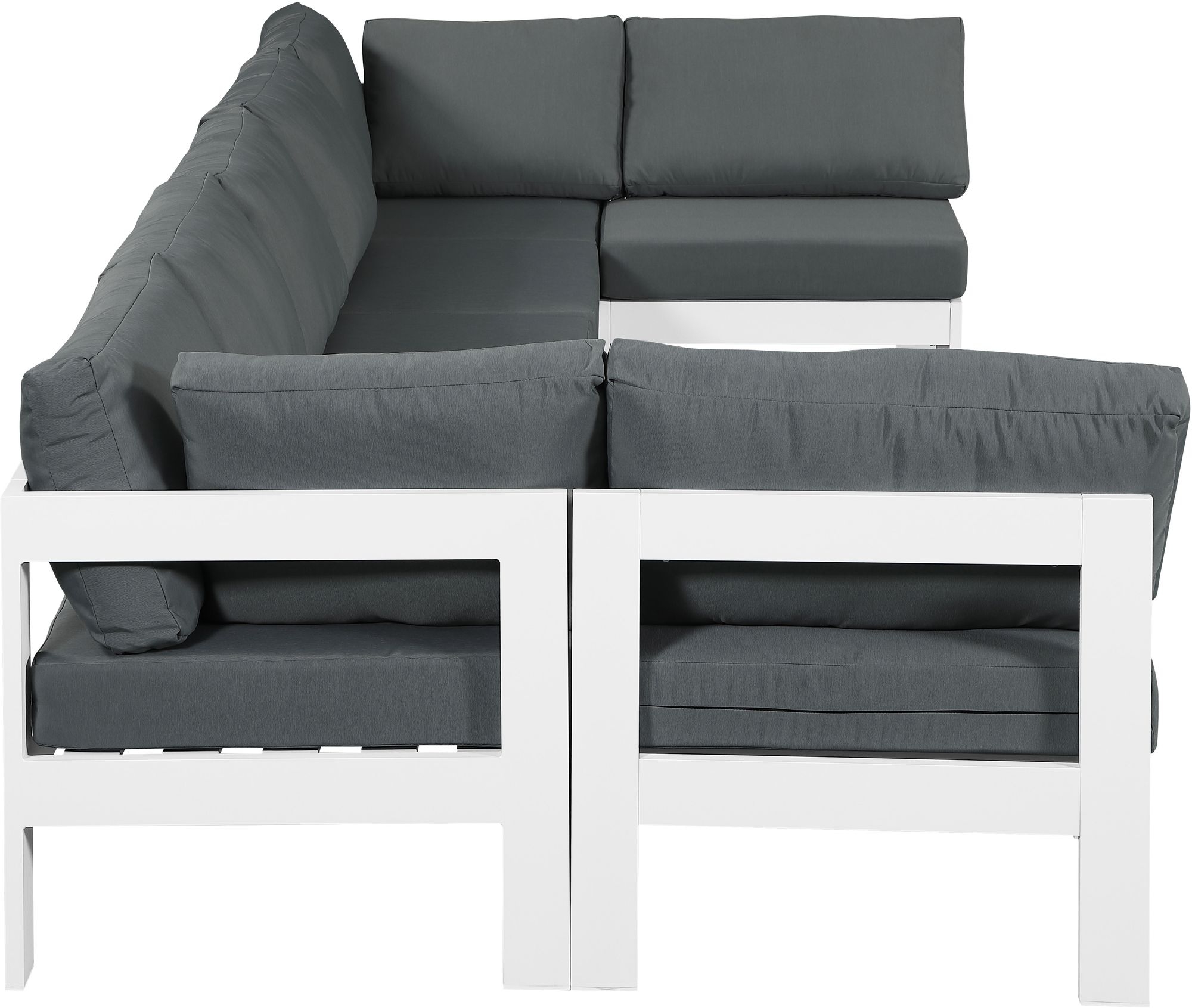 Nizuc 150" 7-Piece Outdoor Patio Waterproof Fabric Modular U-Shape Sectional with Aluminum Frame
