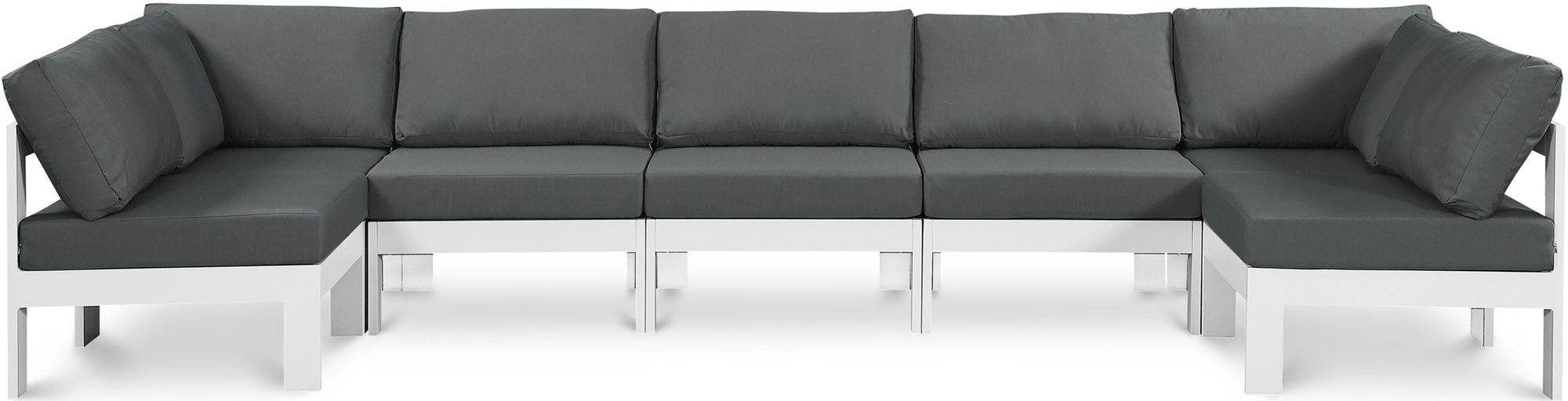 Nizuc 150" 7-Piece Outdoor Patio Waterproof Fabric Modular U-Shape Sectional with Aluminum Frame