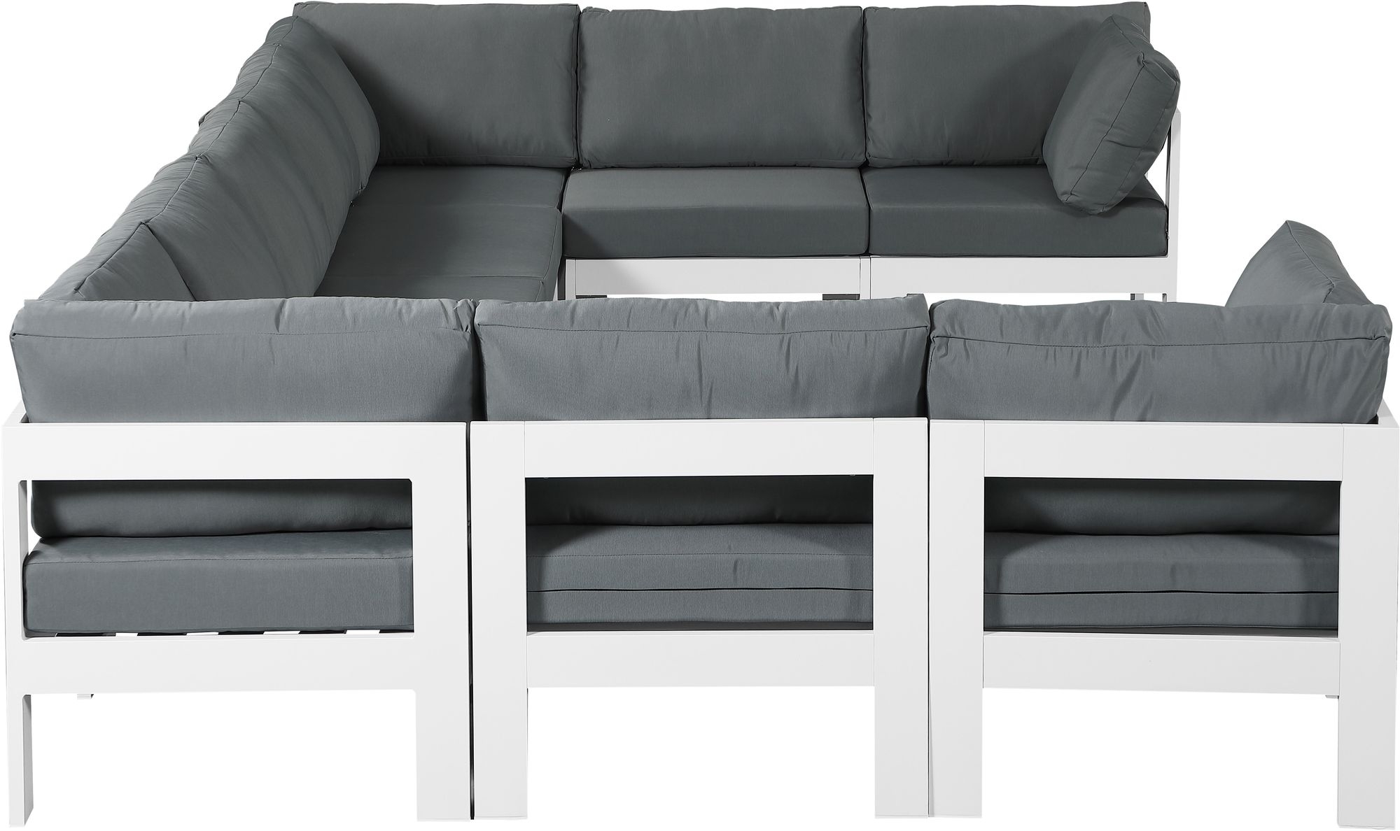 Nizuc 150" 9-Piece Outdoor Patio Waterproof Fabric Modular U-Shape Sectional with Aluminum Frame