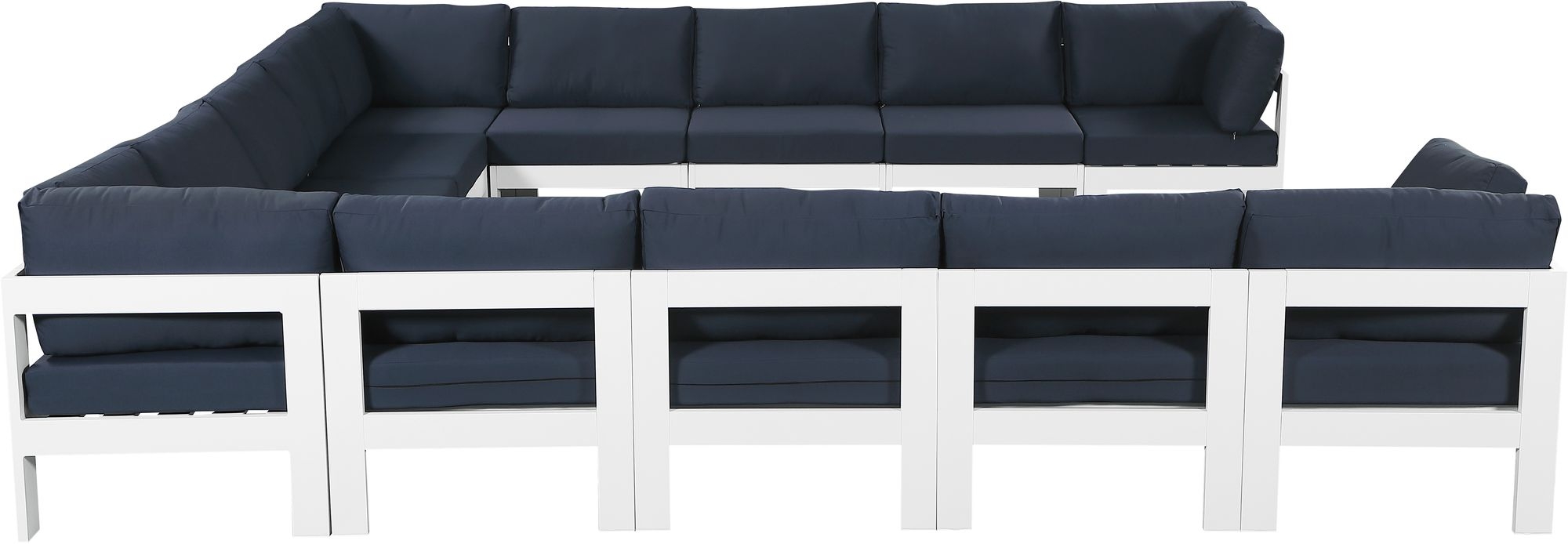 Nizuc 150" 13-Piece Outdoor Patio Waterproof Fabric Modular U-Shape Sectional with Aluminum Frame