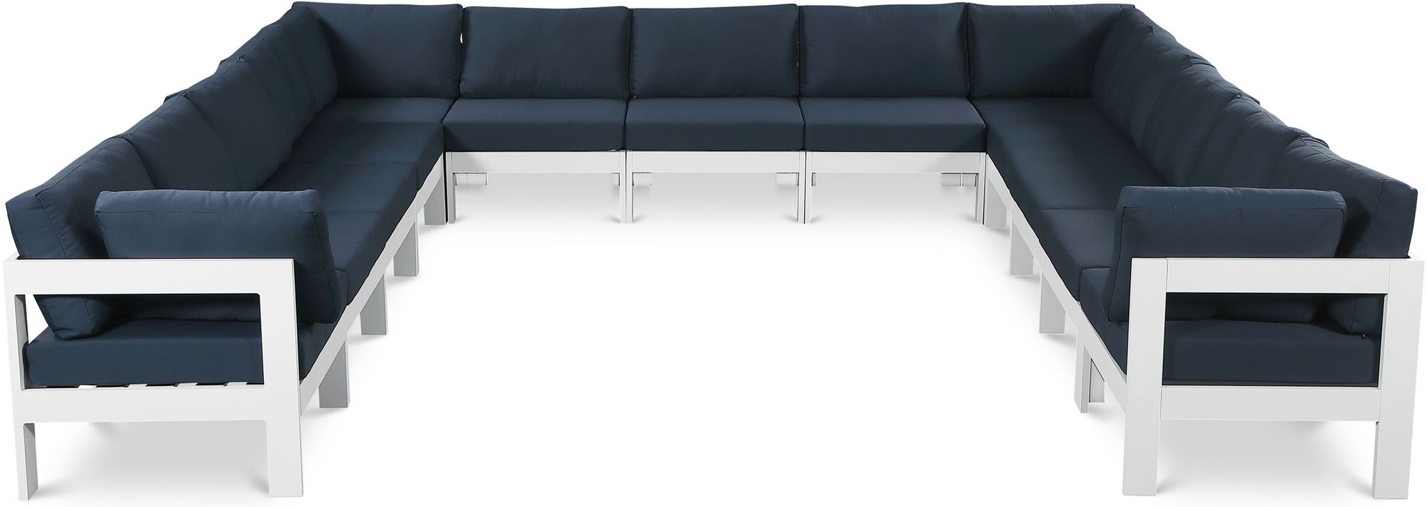 Nizuc 150" 13-Piece Outdoor Patio Waterproof Fabric Modular U-Shape Sectional with Aluminum Frame