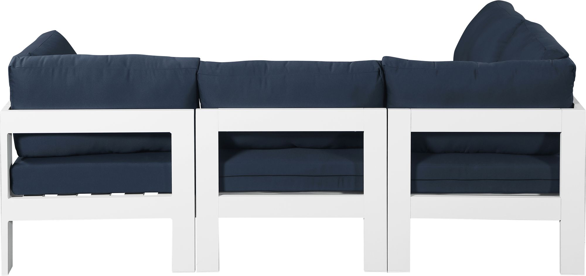 Nizuc 90" 4-Piece Outdoor Patio Waterproof Fabric Modular Sectional with White Aluminum Frame