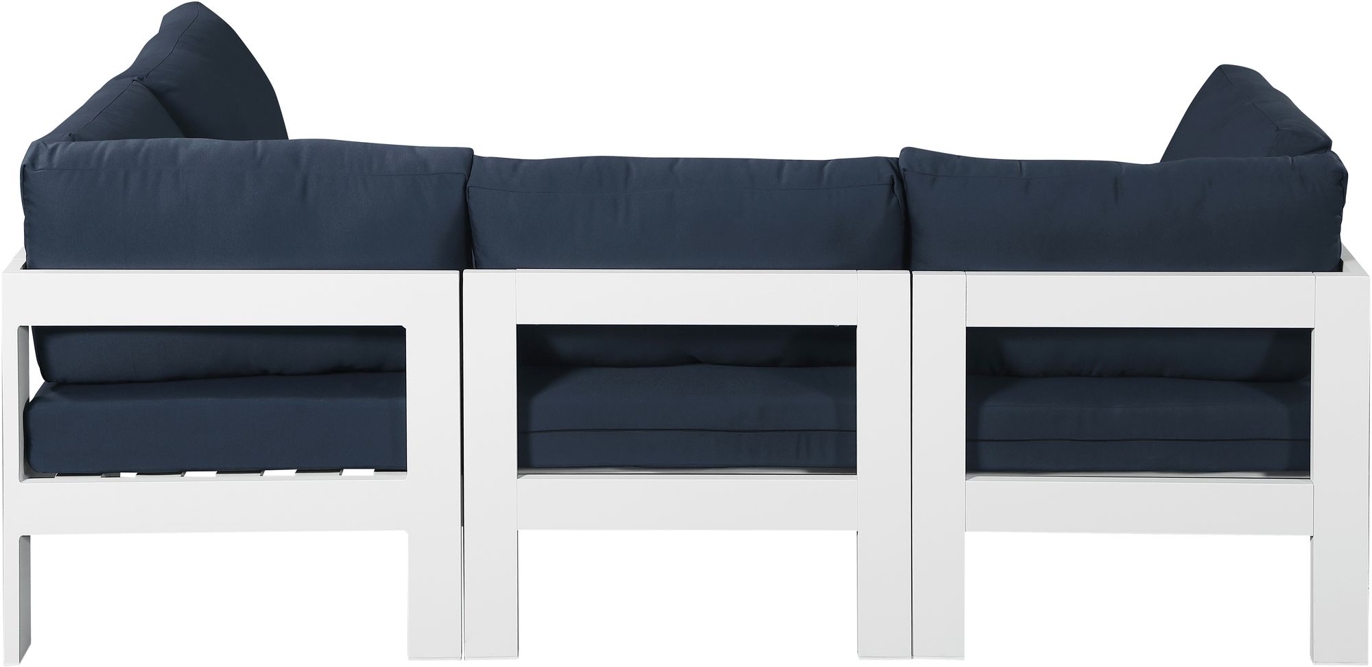 Nizuc 90" 4-Piece Outdoor Patio Waterproof Fabric Modular Sectional with White Aluminum Frame