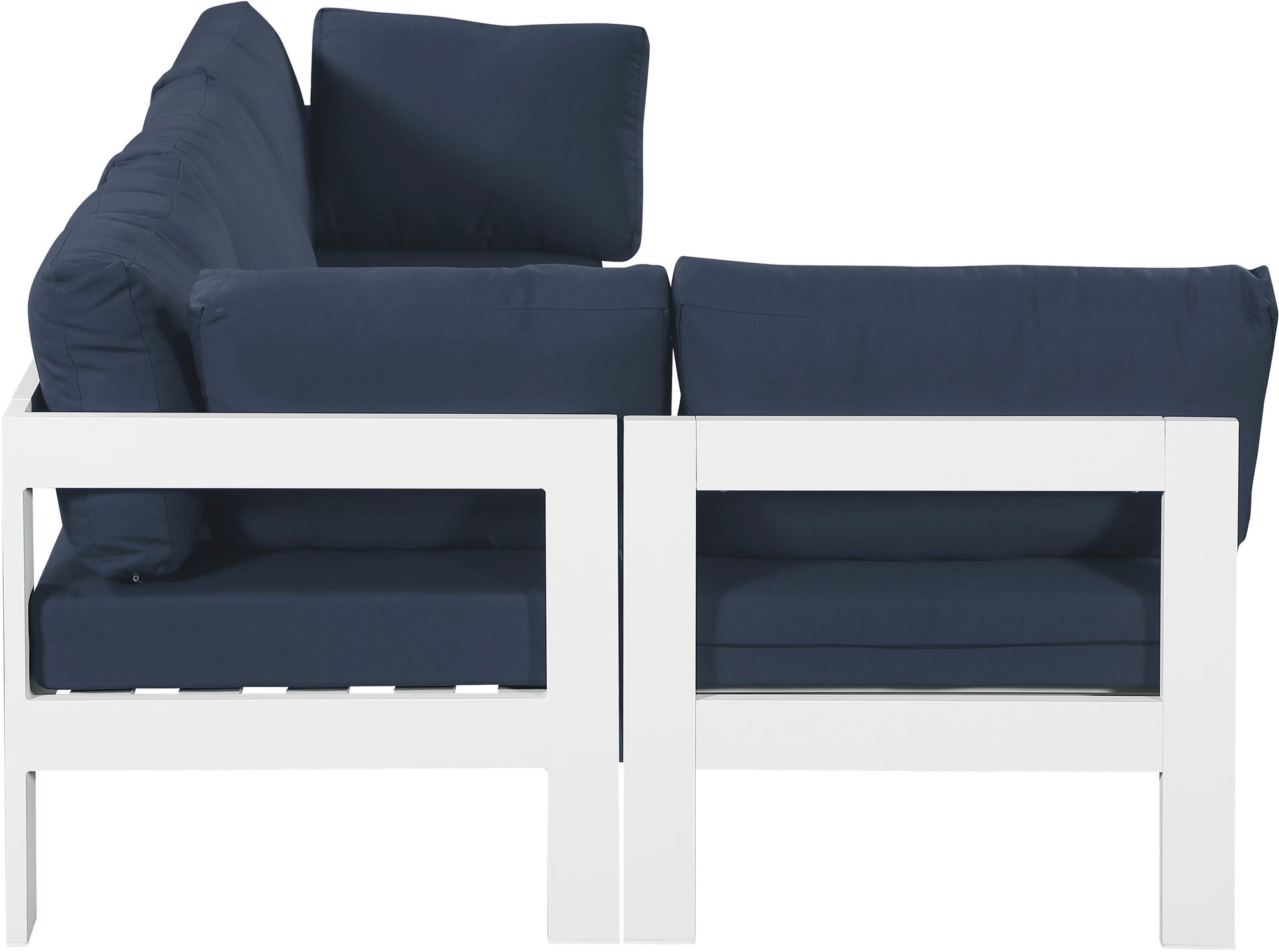 Nizuc 90" 4-Piece Outdoor Patio Waterproof Fabric Modular Sectional with White Aluminum Frame