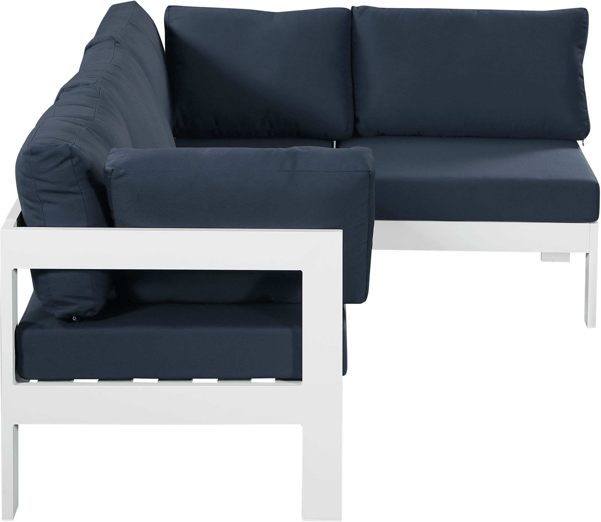 Nizuc 90" 4-Piece Outdoor Patio Waterproof Fabric Modular Sectional with White Aluminum Frame